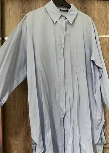 Mavi Bol Kesim Gömlek - Görsel 3