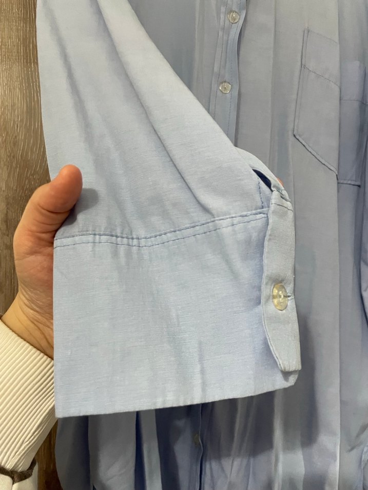 Mavi Bol Kesim Gömlek - Görsel 4