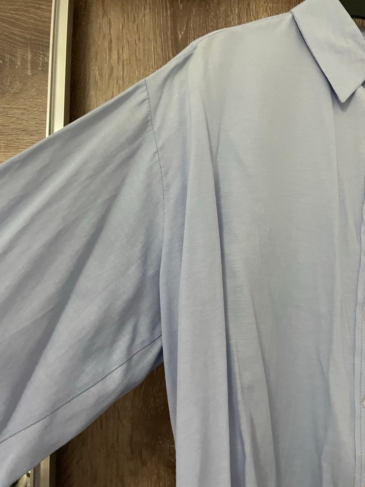 Mavi Bol Kesim Gömlek - Görsel 5