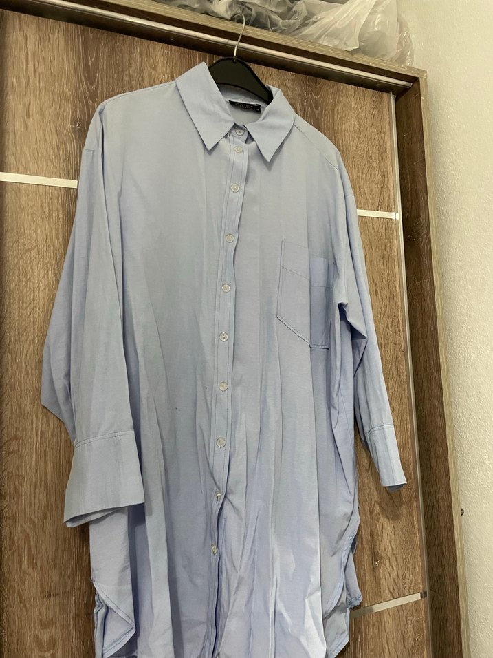 Mavi Bol Kesim Gömlek - Görsel 2