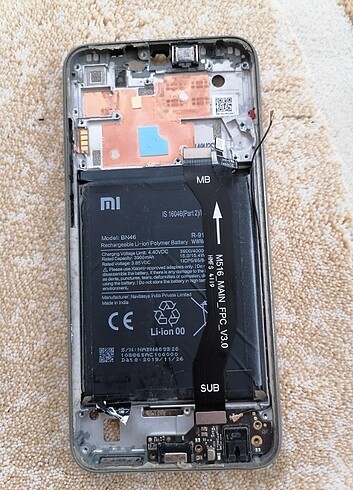Redmi note 8 pil ve gözüken parçalar 