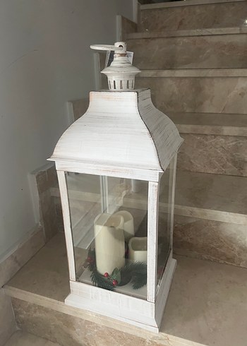 Beyaz Dekoratif Mumluk 60 cm ışıklı mumlu - Görsel 2