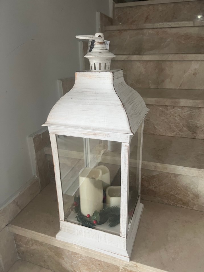 Beyaz Dekoratif Mumluk 60 cm ışıklı mumlu - Görsel 2