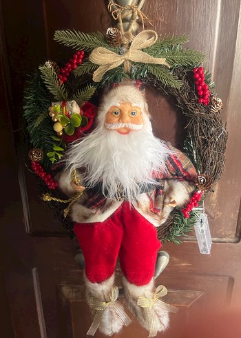 Renkli Noel Baba Figürü Kapı Süsü 50 cm led ışıklı - Görsel 2