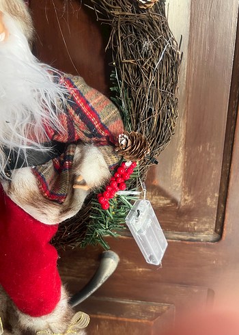 Renkli Noel Baba Figürü Kapı Süsü 50 cm led ışıklı - Görsel 3