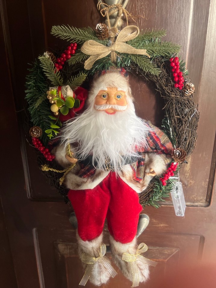 Renkli Noel Baba Figürü Kapı Süsü 50 cm led ışıklı - Görsel 2