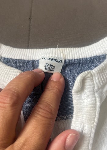 Düğmeli Beyaz V Yaka Pamuklu Erkek Kazak lcw12-14 ay - Görsel 2