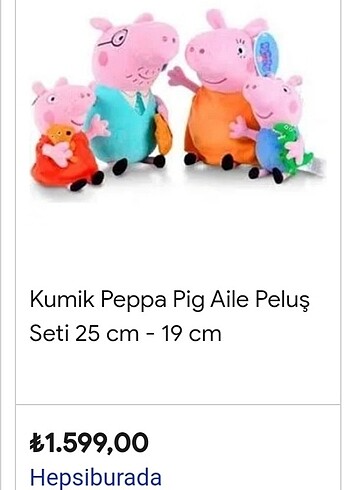Peppa pig peluş ailesi