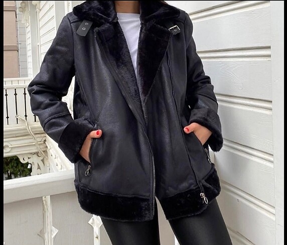 Siyah biker mont