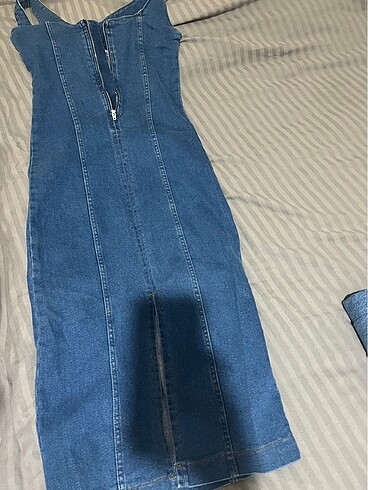 s Beden mavi Renk Kot denim elbise
