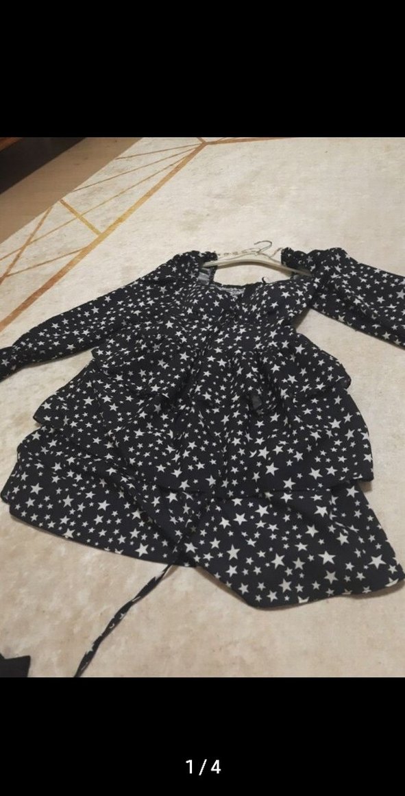 Uzun Kollu Siyah Mini Elbise - Görsel 4