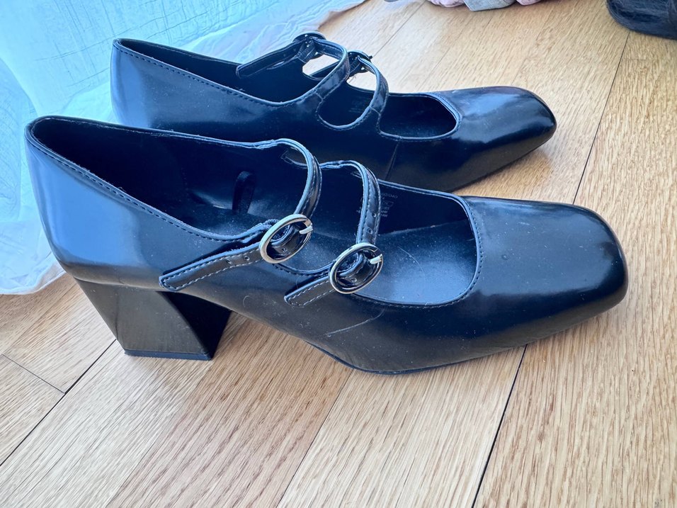 Kare Burunlu Mavi Topuklu Kadın Babet - Görsel 2