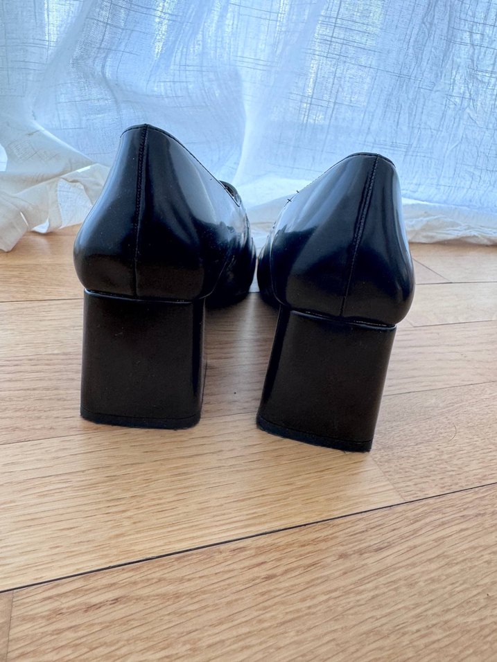 Kare Burunlu Mavi Topuklu Kadın Babet - Görsel 3