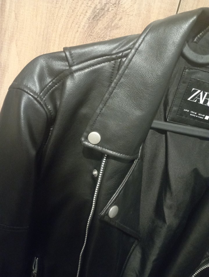 Zara Siyah Deri Biker Ceket (Erkek) - Görsel 2