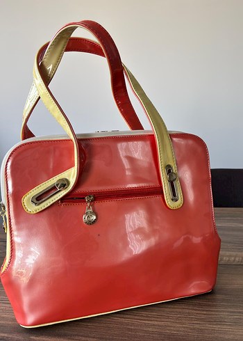 Parlak Kırmızı Deri Kadın Çanta - Görsel 2