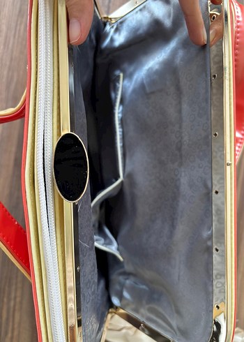 Parlak Kırmızı Deri Kadın Çanta - Görsel 5