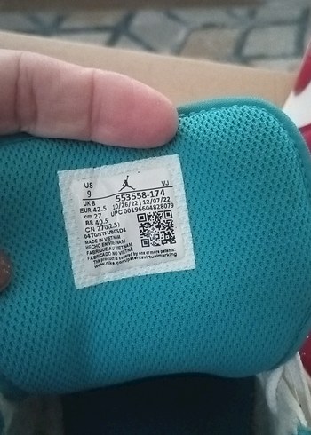 Erkek Turkuaz Spor Ayakkabı (Air Jordan 1 LOW) Beyaz Detaylı - Görsel 6