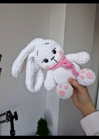 Pastel Beyaz Peluş Tavşan Oyuncak