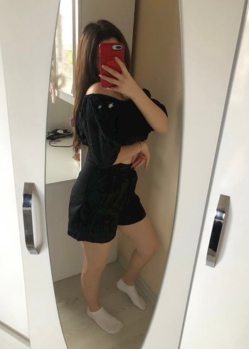 Kadın Siyah İkili Şortlu Takım - Görsel 4