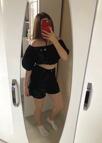 Kadın Siyah İkili Şortlu Takım - Görsel 2