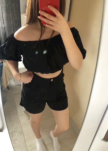 Kadın Siyah İkili Şortlu Takım - Görsel 3