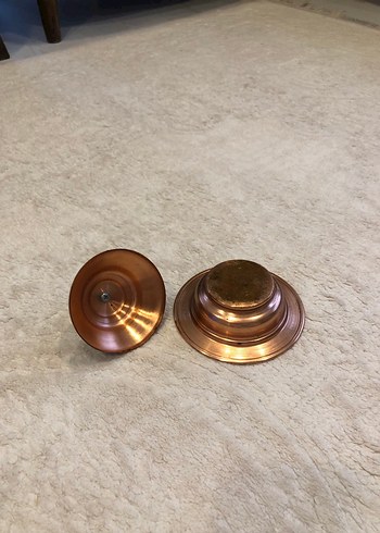 Desenli Bakır Kapaklı Bakır Tabak - Görsel 2