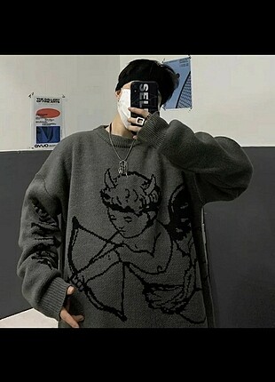 Eros Siyah Oversize kazak 
