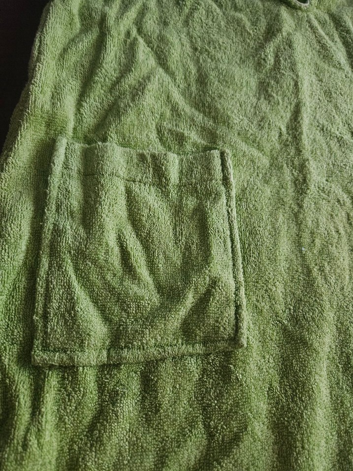 Kızlar için Yeşil Kolsuz Keten Panço - Görsel 2