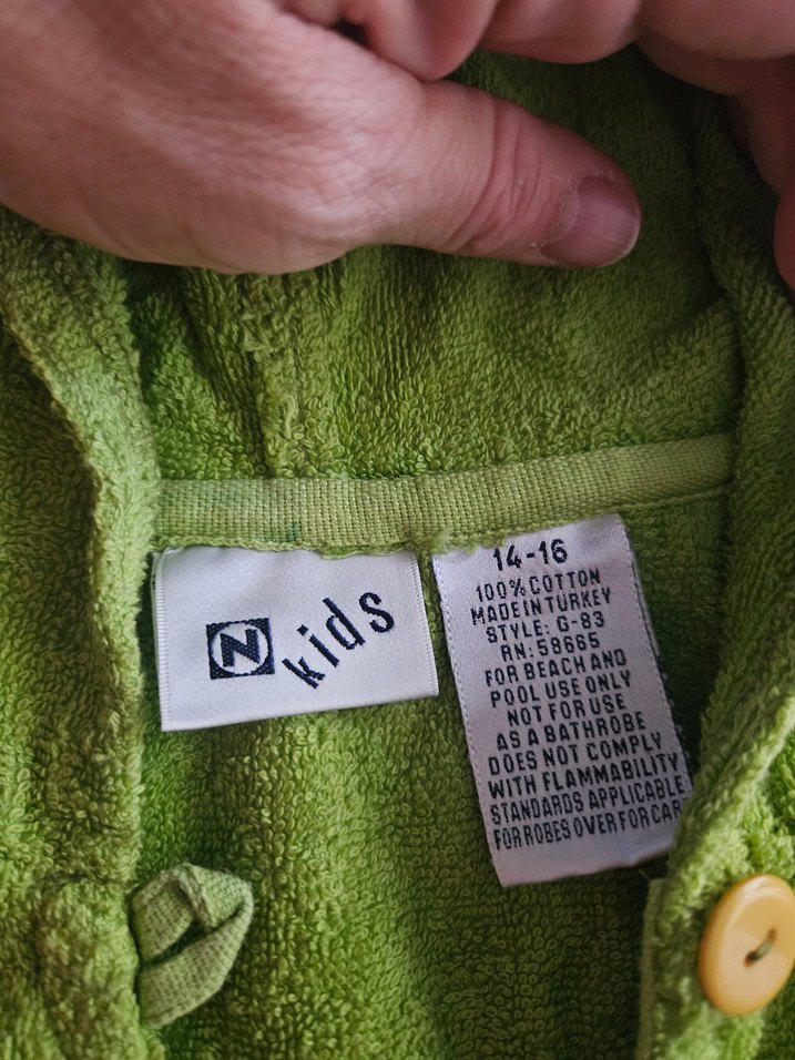 Kızlar için Yeşil Kolsuz Keten Panço - Görsel 3