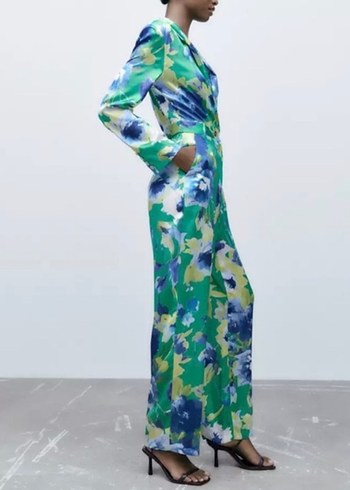 Zara Yeşil Çiçekli Uzun Kollu Tulum - Görsel 2