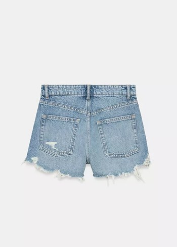Zara Yüksek Bel Mavi Denim Mini Şort - Görsel 2