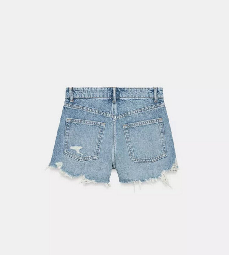 Zara Yüksek Bel Mavi Denim Mini Şort - Görsel 2