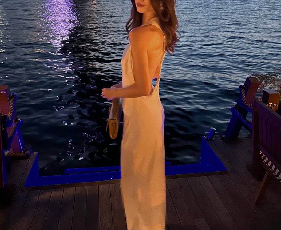 Beyaz Saten Elbise - Görsel 2