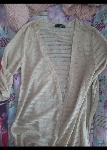 LC Waikiki Bej V Yaka Örgü Midi Kadın Hırka