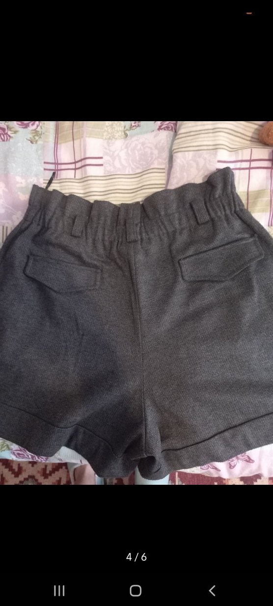 Gri Düğmeli Mini  Şort - Görsel 2