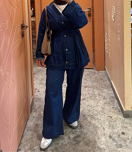 Denim tesettür takım