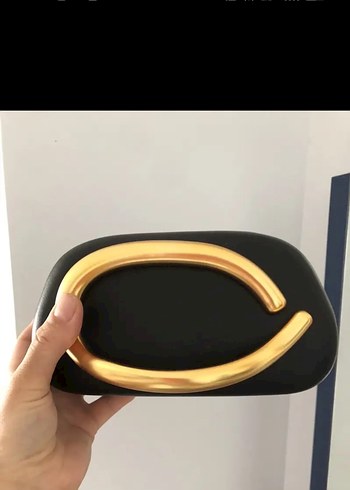 Zara Zara Siyah Deri Kadın Clutch Çanta