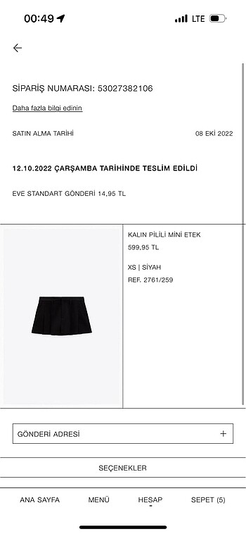34 Beden Zara pileli etek
