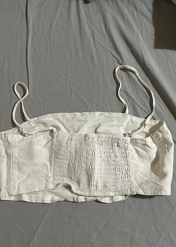 Beyaz Keten Askılı Büstiyer - Görsel 3