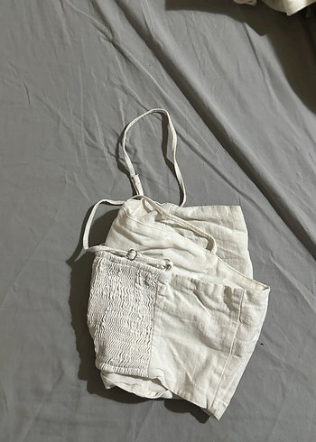 Beyaz Keten Askılı Büstiyer - Görsel 2