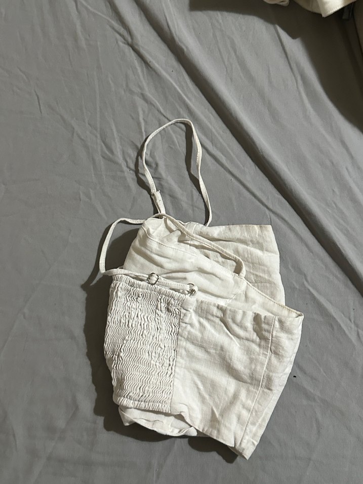 Beyaz Keten Askılı Büstiyer - Görsel 2