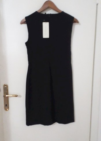 Siyah Drapeli Midi V Yaka Kadın Elbise - Görsel 5