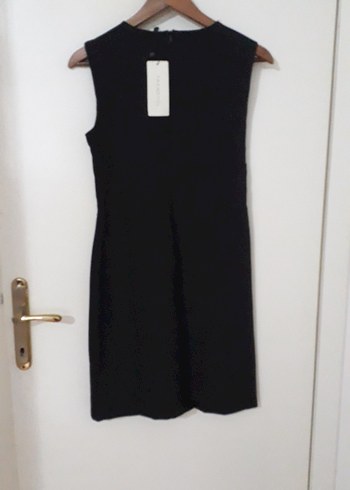 Siyah Drapeli Midi V Yaka Kadın Elbise - Görsel 6