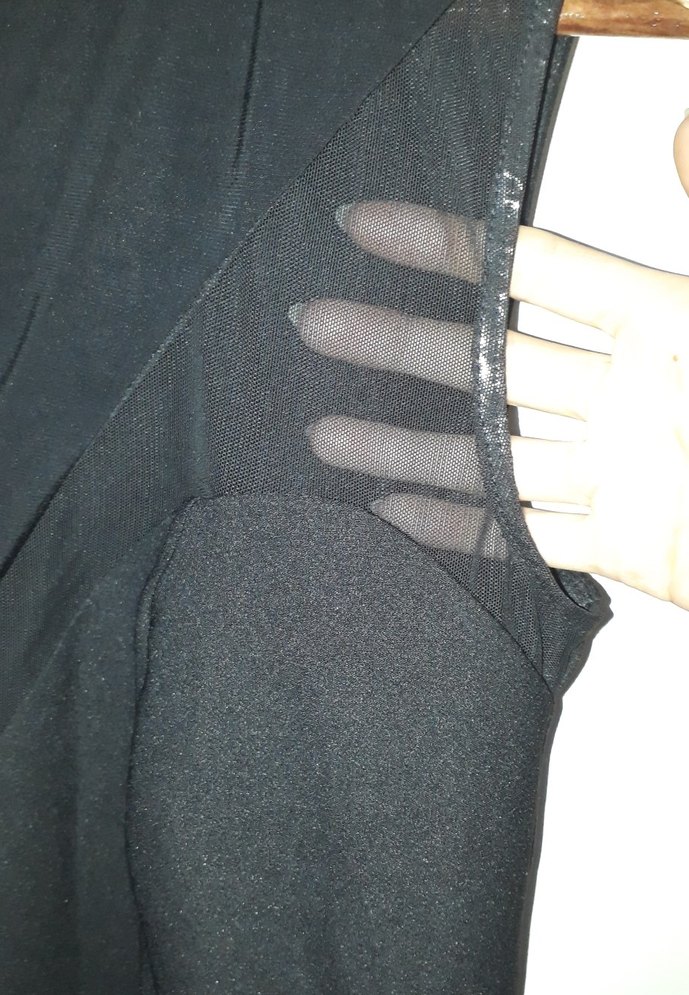 Siyah Drapeli Midi V Yaka Kadın Elbise - Görsel 3