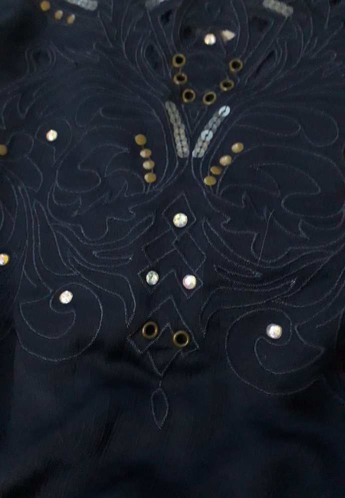 Kadın Lacivert Midi Nakışlı tisort y2k - Görsel 2