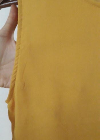 Sarı Drapeli Kolsuz Midi Bluz - Görsel 4