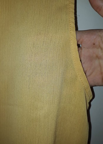 Sarı Drapeli Kolsuz Midi Bluz - Görsel 5