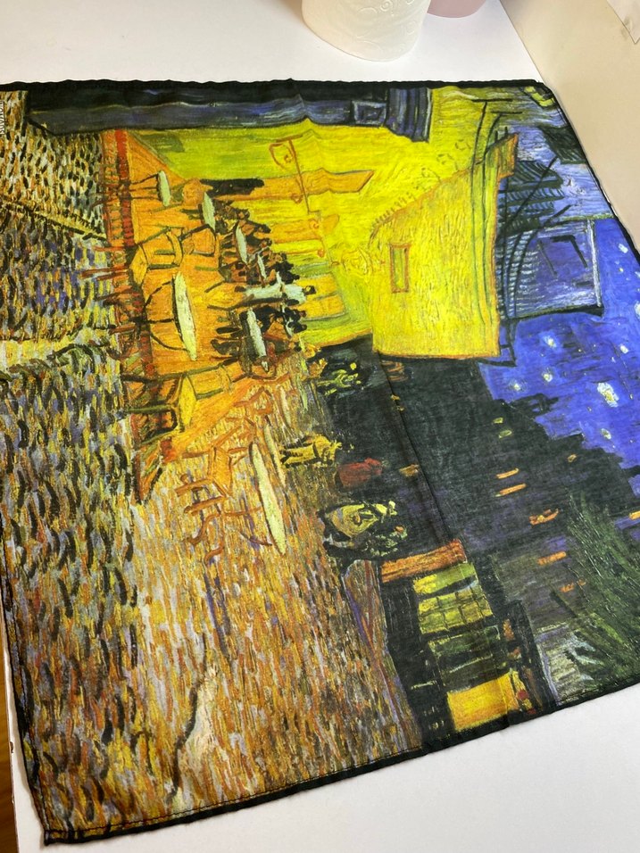 Vincent Van Gogh Kafe Terasta Gece Fular Şal - Görsel 2