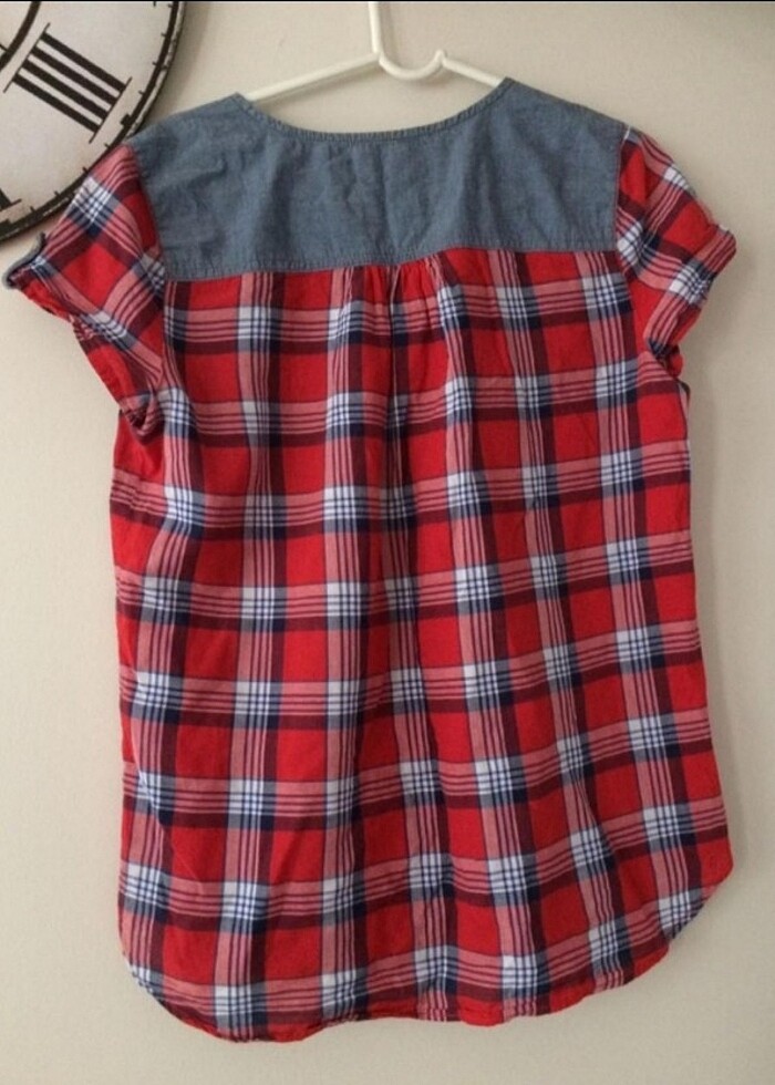 Ekoseli kadın yazlık gömlek  - Görsel 2