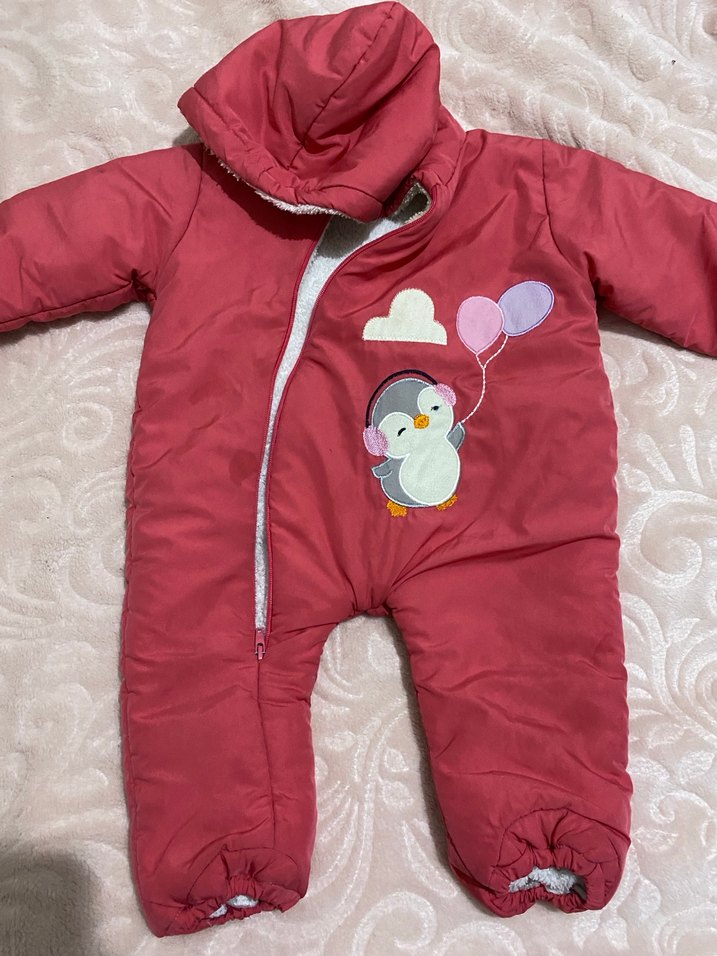 Pembe ner çiçeği gibi Desenli Kız Bebek Şişme Tulumu - Görsel 3